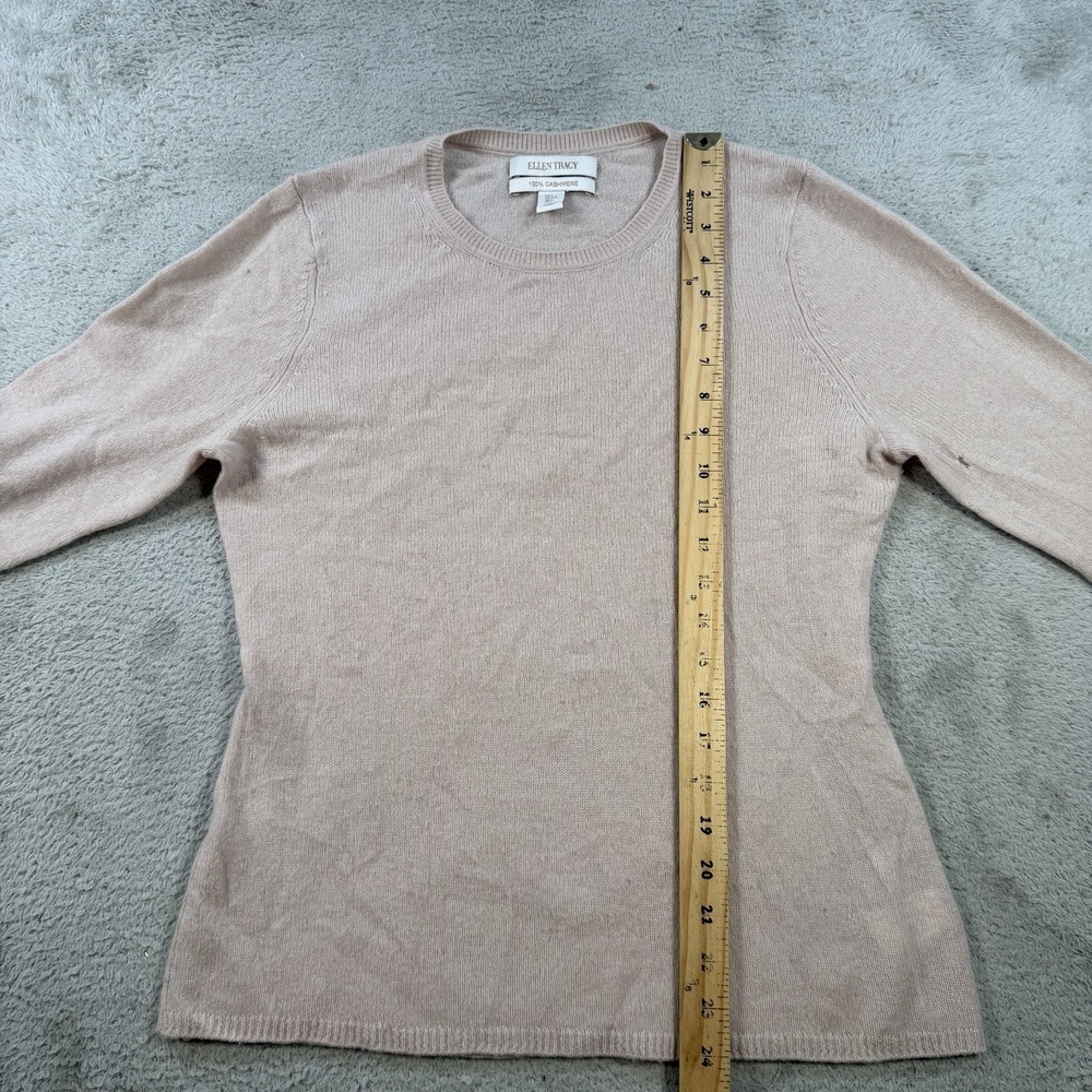 Ellen Tracy Sweater Womens Large (Fits Medium) Pink 100% Cashmere Crewneck Soft - Picture 6 of 8